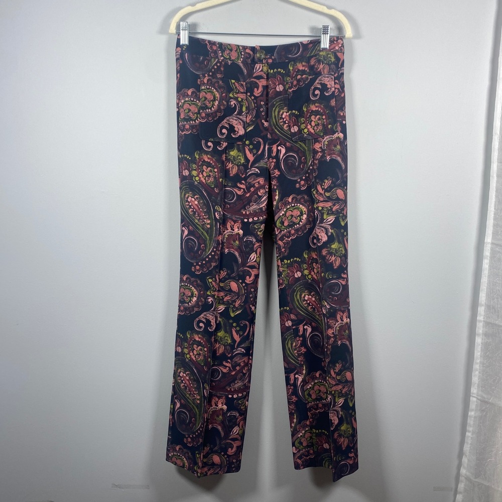 Figue Sioban Paisley Straight Leg Pants Women's 6 High Rise Patch Pocket Office